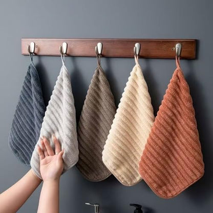 5pcs Hand Towel Set Super Absorbent Quick Dry Lint Free Hanging Loops 30x30cm for Bathroom Kitchen Travel Daily Use Home, Beige - color: Beige