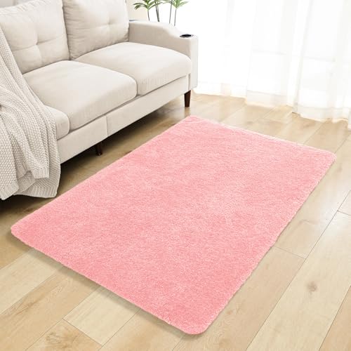 Pink Bathroom Rugs 40"x60" – Oversized Plush Non-Slip Microfiber Bath Mat, Absorbent & Washable – Ideal for Large Bathrooms or Living Rooms - color: Pink, size: 3'4" x 5' (Rectangular)