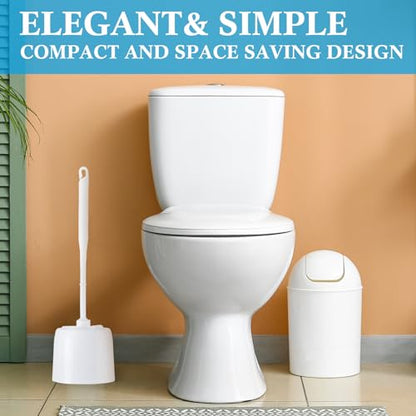 Roshtia 24 Sets Toilet Brush and Holder Set for Bathroom Toilet Bowl Brush Scrubber with Caddy for Deep Cleaning, 14.57 Height (White) - color: White