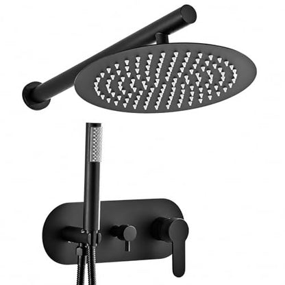 HUCKLE Shower Faucet Set, 10 Inch Rainfall Shower head With Handheld | Black Shower Head and Handheld Set, Single Handle Control, Shower System, Wall Mount, Included Brass Valve and Trim kit