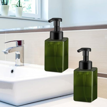 3 Pack Foaming Soap Dispenser Empty Plastic Foam Pump Bottle Refillable Foam Soap Bottle Dispenser for Shampoo Liquid Soap Face Wash (Green, 450ml/15oz) - color: Green, size: 450 ml
