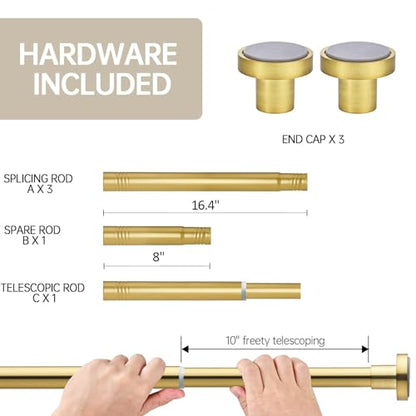 BRIOFOX Shower Curtain Rod Adjustable 18-78 Inch, Spring Tension Shower Rod No Drilling Non Slip, Brushed Gold - color: Brushed Gold, size: 18-78 Inch