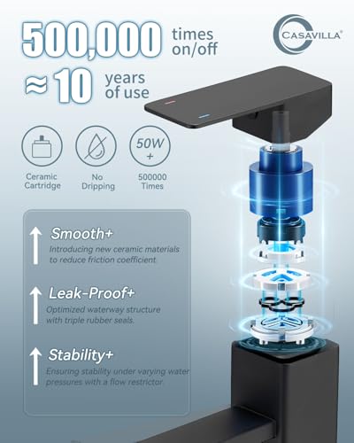 Bathroom Faucets(2 Sets),Matte Black Bathroom Faucet with Pop-up Drain and Supply Hoses,Single Hole High Barrel Vanity Faucet for Vessel Sink,Single Handle Stainless Steel RV Faucet - color: 1.Matte Black, style: Tall*2