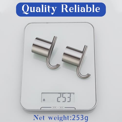 Hooks for Shower, Removable Towel Hooks for Bathroom Wall, Towel Hooks Bathroom Coat Robe Wall Hook Heavy Duty Hanger Towel Robe Clothes,SW-96068-8BN-2. - color: Double Hook-Brushed Nickel