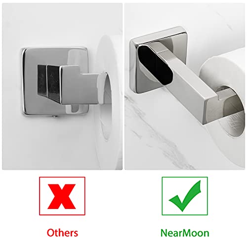 NearMoon Square Hand Towel Holder+ Square Toilet Paper Holder, Premium SUS304 Stainless Steel Rustproof Wall Mounted Towel Ring and Toilet Roll Holder for Bathroom, Kitchen, Washroom, Chrome Finish