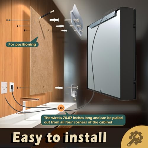 20x28 Inch Right Hinge Aluminum LED Bathroom Medicine Cabinet with Mirror | Light Adjustment, Anti-Fog, Sockets&USBs, High Capacity, Easy to Install - color: Right Hinge-20*28