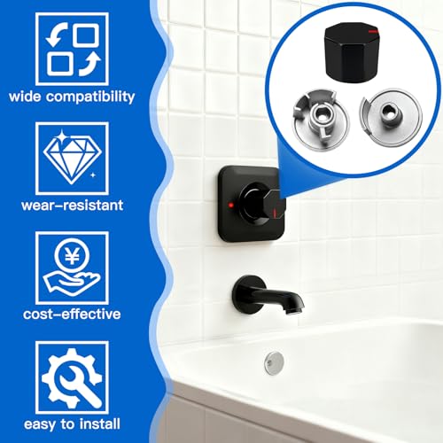 All Metal Replacement for 100657 Moen Tub/Shower Lever Handle,Compatible with Moen Valve Systems and trol Valve,A Fashionable Polygonal knob Style,Matte Black