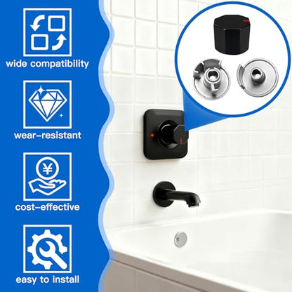 All Metal Replacement for 100657 Moen Tub/Shower Lever Handle,Compatible with Moen Valve Systems and trol Valve,A Fashionable Polygonal knob Style,Matte Black
