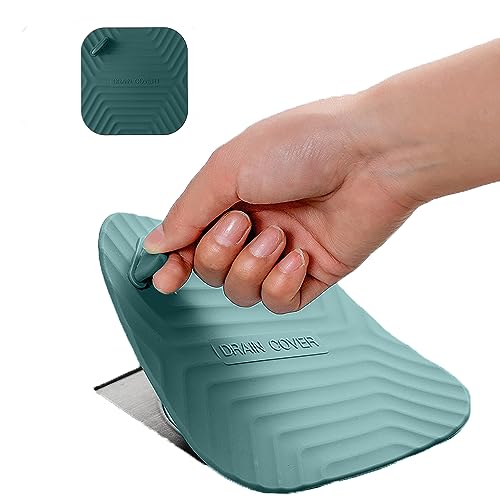 MAOYONG Shower Drain Cover Tub Stopper - Square Silicone Floor Drain Cover for Bathroom, Bathtub Stopper Drain Plug Cover, Kitchen Sink Drain Stopper 5.9 Inch Blackish Green 1PCS - color: Blackish Green
