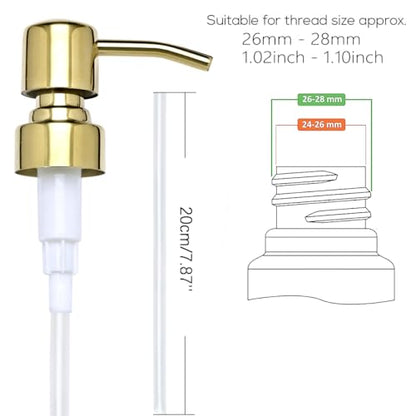 Gold Soap Dispenser Pump Replacement - Matte SUS 304 Rust Proof Stainless Steel Liquid Hand Soap and Lotion Dispenser Pumps Replacement for Regular Glass Mouth Bottles, Standard 28/400 Neck Size - color: Shiny-gold, size: 1pcs
