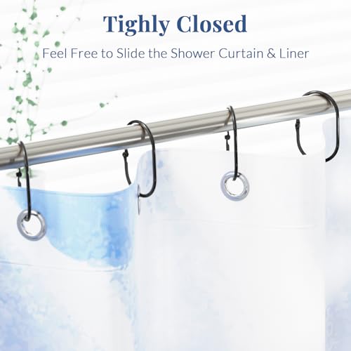 Bathway Shower Curtain Rings, Bathway Shower Curtain Hooks, Black Shower Curtain Hooks Rings Rust Proof, Anti-Drop Smooth Shower Rings for Curtain, 12 Pcs Metal Shower Hooks for Shower Curtain Rod - color: Black, style: Modern Oval
