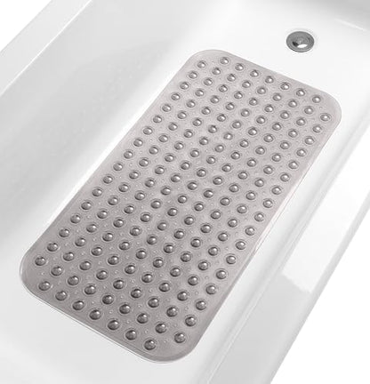 Medium Non-Slip Bathtub & Shower Mat 31x16 (Smooth/Non-Textured Tubs Only) Safe, Clean, Machine-Washable, Superior Grip&Drainage, Vinyl, Transparent Gray (Grey) - color: Transparent Gray (Grey), size: Large (31"x16")