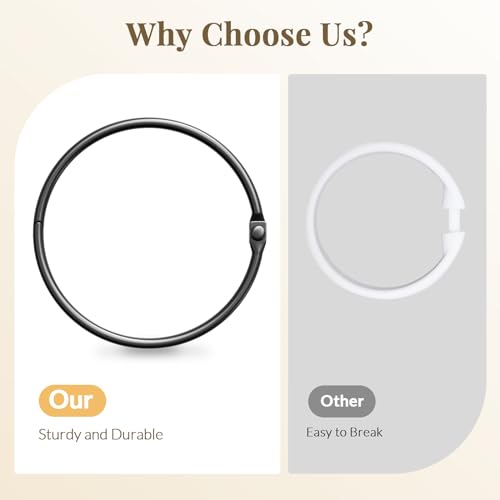 Bathway Shower Curtain Rings, Bathway Shower Curtain Hooks, Black Shower Curtain Rings Rust Proof, Anti-Drop Shower Rings for Curtain, Shower Hooks for Shower Curtain Rod Bathroom Curtain Rings - color: Black, style: Classic Round