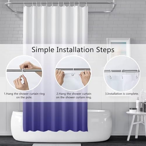 Ombre Purple Stall RV Shower Curtain with Hooks 36x72inches | Machine Washable Waterproof, Modern Solid Boho Gradient, Bathroom Dorm Hotel Room Divider, Easy to Install, Window Curtain - color: Purple, size: 36"W x 72"L (Pack of 1)