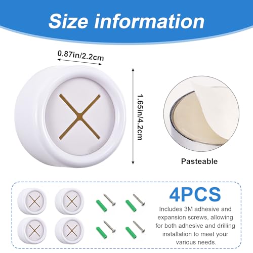 4 Pcs Kitchen Towel Hooks Round Adhesive Dish Towel Hook Premium Chrome Finish & Easy Installation Wall Mount Hand Towel Hook (White)