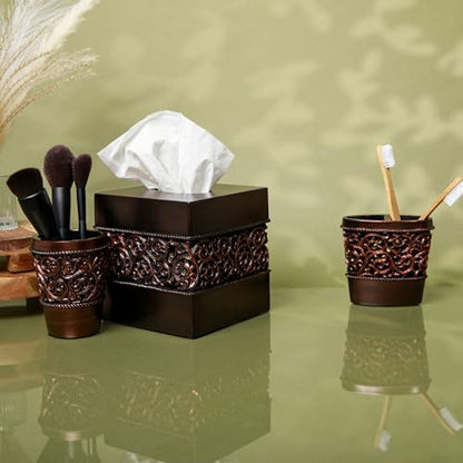 Bronze Finish Square Tissue Box Cover for Bathroom Vanity Counter Tops Also Great for Bedrooms and Living Rooms