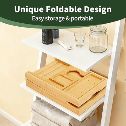 Premium Bamboo Luxury Foldable Bathtub Tray - Natural Bamboo Bath Tray for Tub, Bamboo Bathtub Shelf, Expandable Bath Table Trays, Bathtub & Bathroom Accessories for New Home & Great Gifts