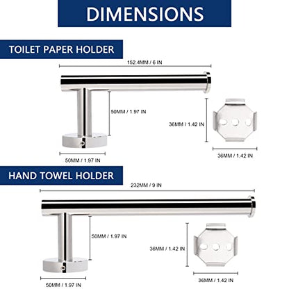 NearMoon Bath Toilet Paper Holder+ Hand Towel Holder, 2 Pieces Bathroom Hardware Set- Premium 304 Stainless Steel Toilet Roll Holder and Towel Rack Wall Mounted for Bathroom/Kitchen (Chrome Finish) - color: Chrome Finish