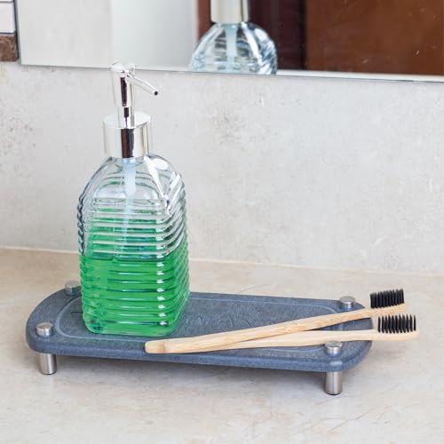 Stone Drying Mat for Kitchen Counter | Complete Set 6pc | Quick Dry Stone | Diatomaceous Earth Dish Drying Mat | Includes a Bathroom Counter Tray & 4 Coasters