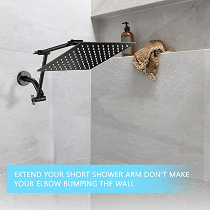 PDPBath Shower Extension Arm, 16" Upgrade Solid Brass Shower Head Extender, Adjustable Height Extended with G1/2 Universal Connection for Rain & Handheld Shower Head - Oil Rubbed Bronze - color: Oil Rubbed Bronze, style: 8 Inch + 8 Inch