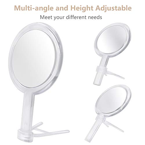 1X & 10X Magnifying Double Side Hand Makeup Mirror with Stand | Distortion-free & HD, Portable, Multi-Purpose, Compact, Clear, Handheld Vanity Mirror for Women & Men, for Makeup, Shaving
