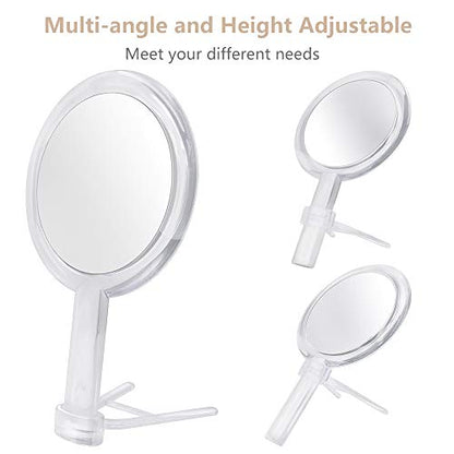 1X & 10X Magnifying Double Side Hand Makeup Mirror with Stand | Distortion-free & HD, Portable, Multi-Purpose, Compact, Clear, Handheld Vanity Mirror for Women & Men, for Makeup, Shaving