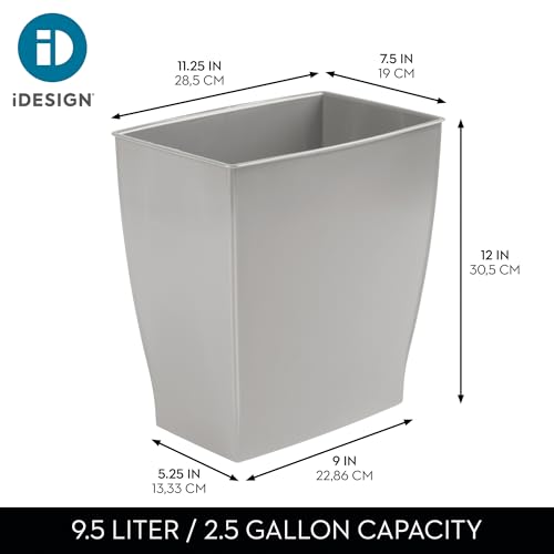 iDesign Small Plastic Bathroom Trash Can, Slim Rectangle, 4-Pack | Garbage Bin - color: Gray, style: Pack of 4
