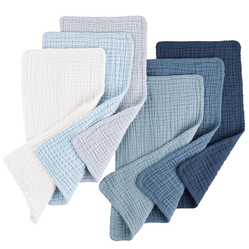 Konssy 6-Pack Thick Muslin Baby Burp Cloths, 6-Layer Ultra Soft Cotton | 100% Cotton, Burp Rags for Baby Drool & Messes, Wash Durable, Absorbent & Durable, Burping Cloths for Boys & Girls (Navy) - color: Navy