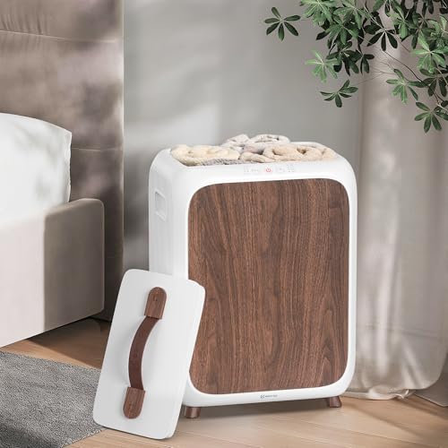 Keenray Towel Warmer Bucket, Luxury Rectangle Towel Warmer for Bathroom with Timer & Delay, Customized Fragrance, Child Lock, Fits 2 Large Towels, Blankets, Bathrobes, Ideal Gift for Him & Her(Brown) - color: White/Brown Color