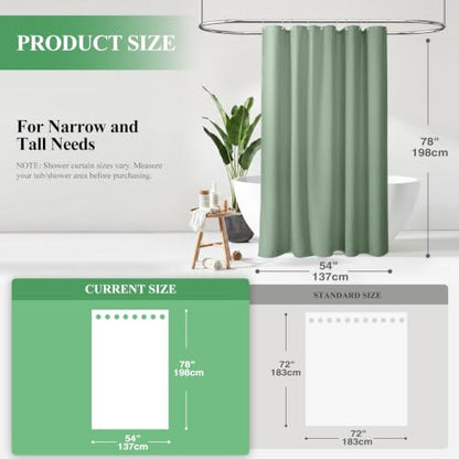 Stall Waffle Shower Curtain 256 GSM Heavy Fabric 54x78 Sage Green | 54 x 78 Inch Long, Thick Cloth, Weighted Hem, Water Repellent, Hotel Luxury Polyester Shower Curtains for Bathroom 10 Hooks - color: A. Sage Green, size: 54"W x 78"L (Pack of 1)