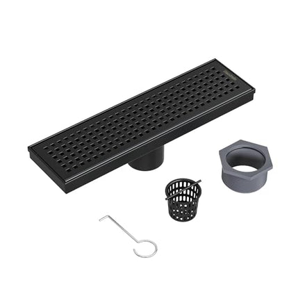 Neodrain 12" Linear Shower Drain, Matte Black 304 SS Bathroom Linear Drain | Black Shower Drain with Quadrato Grate& Adjustable Feet, Long Rectangle Shower Floor Drain in Bathroom, Balcony etc,cUPC - color: Matte Black, size: 12 In