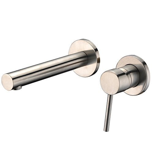 Sumerain Wall Mount Bathroom Faucet Brushed Nickel,Valve Included - color: Brushed Nickel, size: Right Handle