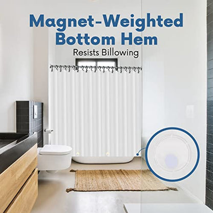 No Smell Shower Curtain Liner 72x72 Frosted - PEVA Plastic Shower Curtain for Bathroom, PVC-Free Waterproof Frosted Shower Liner with Metal Grommets and Magnet-Weighted Bottom Hem - Washable Liner - color: Frosted