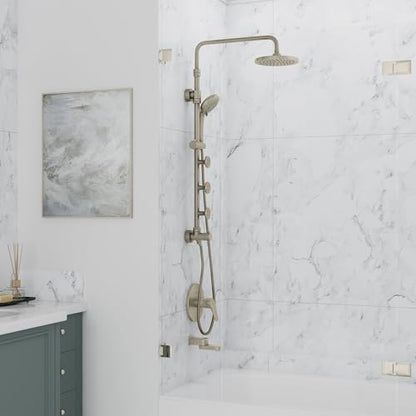 Lanikai Rain Shower Head with Handheld Spray Combo - 1028-BN-1.8GPM, Brushed Nickel - 8" Rain Showerhead with Handheld Sprayer, 3 Spray Jets, 5-Function Rainfall Shower Head with Hose, 1.8 GPM - color: Brushed Nickel, size: 1.8 GPM