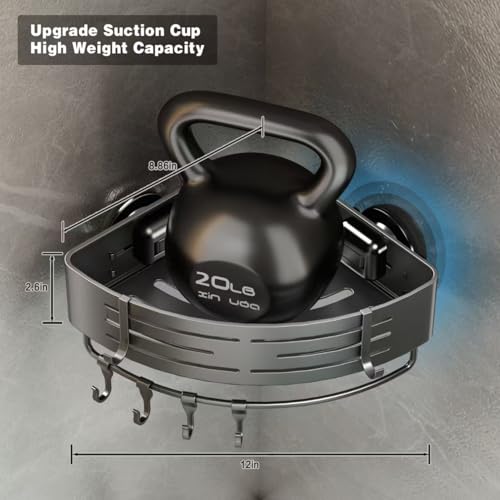 Voldra Corner Shower Caddy Suction Cup, Corner Shower Shelves No Drilling, Aluminum Upgrade Suction Cup Shower Organizer with Towel Bar & Hooks Removable Bathroom Storage Rack(3 Pack,Gray) - style: Suction Cup Triangle-3 Pack