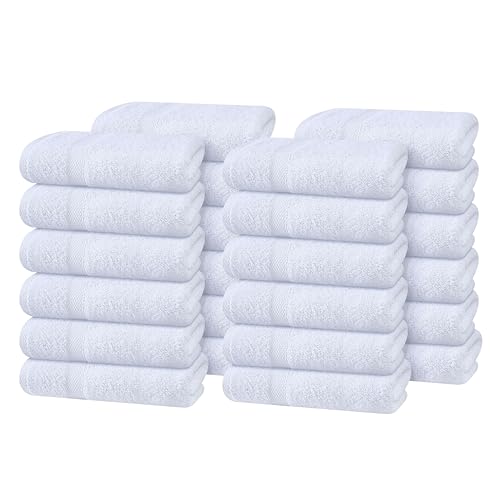 Hand Towel Set of 24-100% Cotton Ultra Soft Highly Absorbent Washable Reusable 600 GSM Lighter Weight, Quick Dry Towels for Bathroom Gym Kitchen Hotel Spa - 16x27 Inch Hand Towels White - color: White, size: Pack of 24