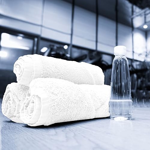 GOLD TEXTILES Wash Cloths Bulk Pack 13x13 Inches, 120 Pcs Soft Ringspun Cotton Washcloths, Premium Highly Absorbent and Quick-Drying Face Towels Daily use for Showering, Gym, Spa, Hotel (120, White)