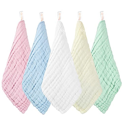 Soft Newborn Essentials - Muslin Washcloths & Towels for Sensitive Skin - 10 Pack, 10x10 Inches - Baby Register Shower Gift - color: 10-pcs (Multicolor)
