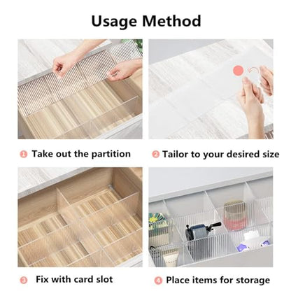 8pcs DIY Plastic Drawer Organizer Adjustable Drawer Dividers for Home Tidy Closet, Socks, Underwear, office school supplies, kitchen utensil tools (Clear Green) - color: Transparent Green