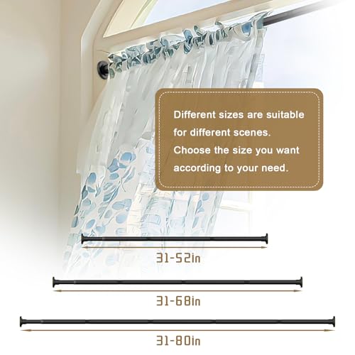 GXOACKJ Black Shower Curtain Rods - 31-68 Inch Spring Tension Shower Rods for Bathroom, Adjustable, No Drilling, No Rust, Stainless Steel - color: Black, size: 31-68
