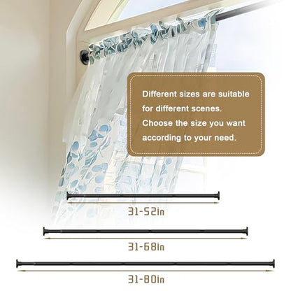 GXOACKJ Black Shower Curtain Rods - 31-68 Inch Spring Tension Shower Rods for Bathroom, Adjustable, No Drilling, No Rust, Stainless Steel - color: Black, size: 31-68
