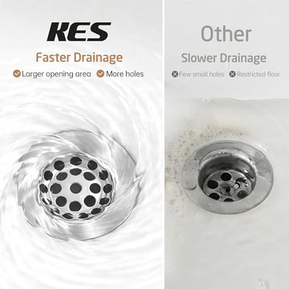 KES Faster Drainage Bathroom Sink Drain Without Overflow, Anti-Clog | Open Grid Design, Brushed Nickel Vessel & Vanity Drain Strainer, Stainless Steel & Brass, S2021D-BN - color: Brushed Nickel