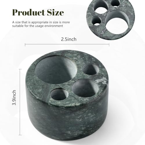 Karibiber Marble Toothbrush Holders, 4 Slots Toothbrush Holders for Bathrooms Countertop, Small Cute Green Kids Toothbrush Organizer, Drainage Toothbrush and Toothpaste Holder Stand Unique Cat Paw