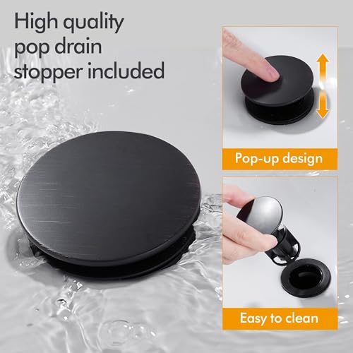 Oil Rubbed Bronze Bathroom Sink Faucet 4 Inch Faucet 2 Handle with Pop-up Drain Stopper and Supply Hoses(Set of 2) - color: Oil Rubbed Bronze-set of 2