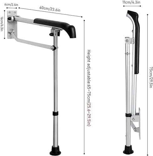 CEEBUS Toilet Grab Bar, Drop Down Bathroom Safety Support Height Adjustable, Foldable Aluminium Alloy Safety Handrail,Anti Slip Shower Assist Aid, for Elderly Pregnant Women Disabled, kk852