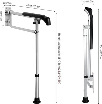 CEEBUS Toilet Grab Bar, Drop Down Bathroom Safety Support Height Adjustable, Foldable Aluminium Alloy Safety Handrail,Anti Slip Shower Assist Aid, for Elderly Pregnant Women Disabled, kk852