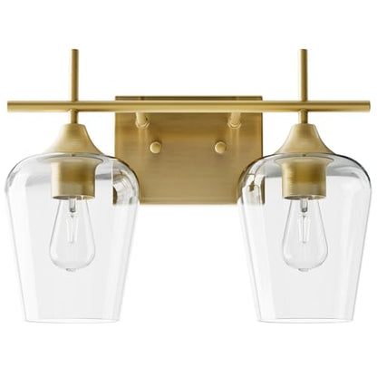 VONLUCE 2 Light Bathroom Vanity Light Fixture,Brushed Gold | Wine Glass Shades, E26 Sockets, Easy to install, Vanity Lights for Bathroom Bedroom Hallway Living Room - color: Gold, size: 2-Light