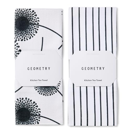 GEOMETRY Kitchen Tea Towels - Quick Dry Microfiber Dish Towels for Kitchen Linen Breeze, 18" x 30" 2 Pack - color: Linen Breeze, style: Kitchen Towel - Double