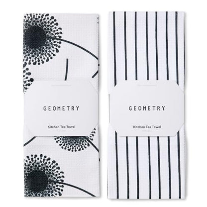 GEOMETRY Kitchen Tea Towels - Quick Dry Microfiber Dish Towels for Kitchen Linen Breeze, 18" x 30" 2 Pack - color: Linen Breeze, style: Kitchen Towel - Double