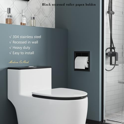 Neodrain Matte Black Recessed in Wall Toilet Paper Holder | 304 Stainless Steel ,Rustproof,Durable construction, Space-saving, Built-in Wall toilet paper Holder for Bathroom & RV - color: Matte Black, size: 6X6In